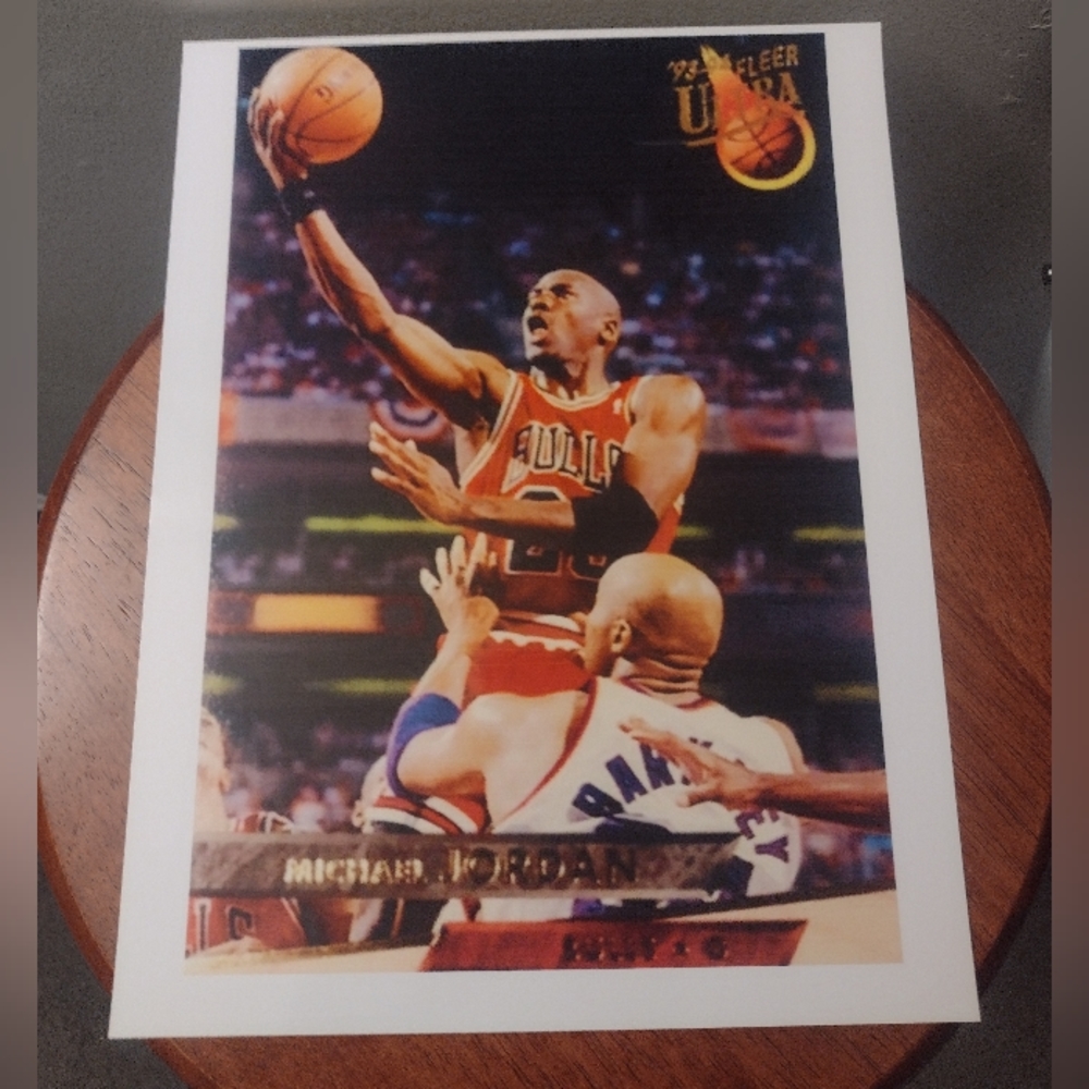 NEW! MICHAEL JORDAN BULLS 8.5x11 GLOSSY 1993 NBA FINALS SHOT OVER BARKLEY POSTER